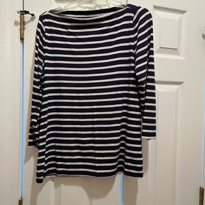 Old Navy boat neck navy/white striped 3/4 sleeve, size XL